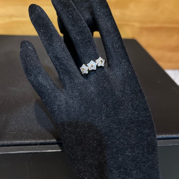 14K Yellow Gold Plated Rhinestone 3 Star Ring - Picture 3 of 7